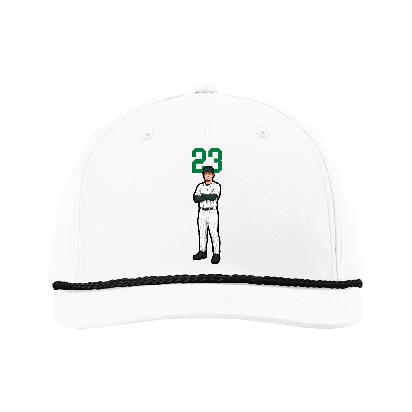 Five-Panel Classic Rope Cap — Number Top in White
