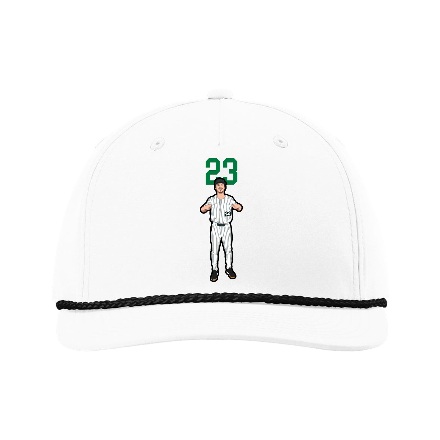 Five-Panel Classic Rope Cap — Number Top in White
