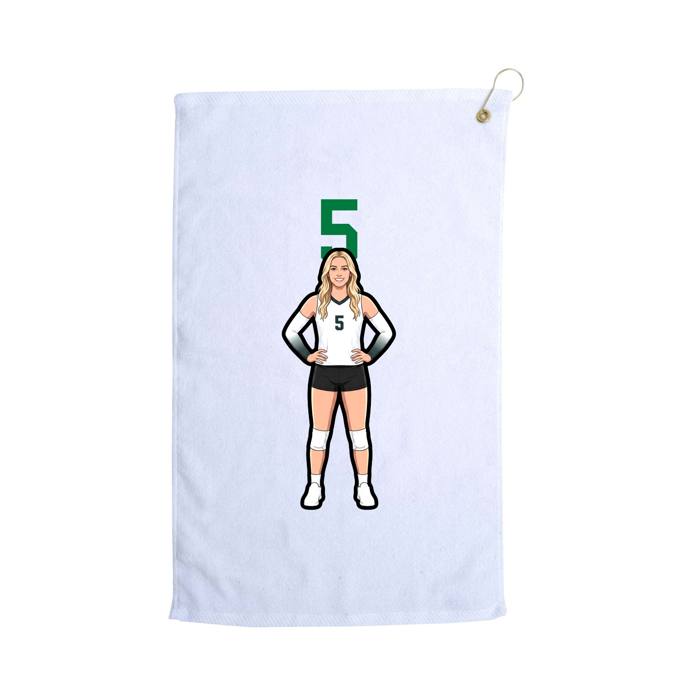 Golf Towel — Number Top in White