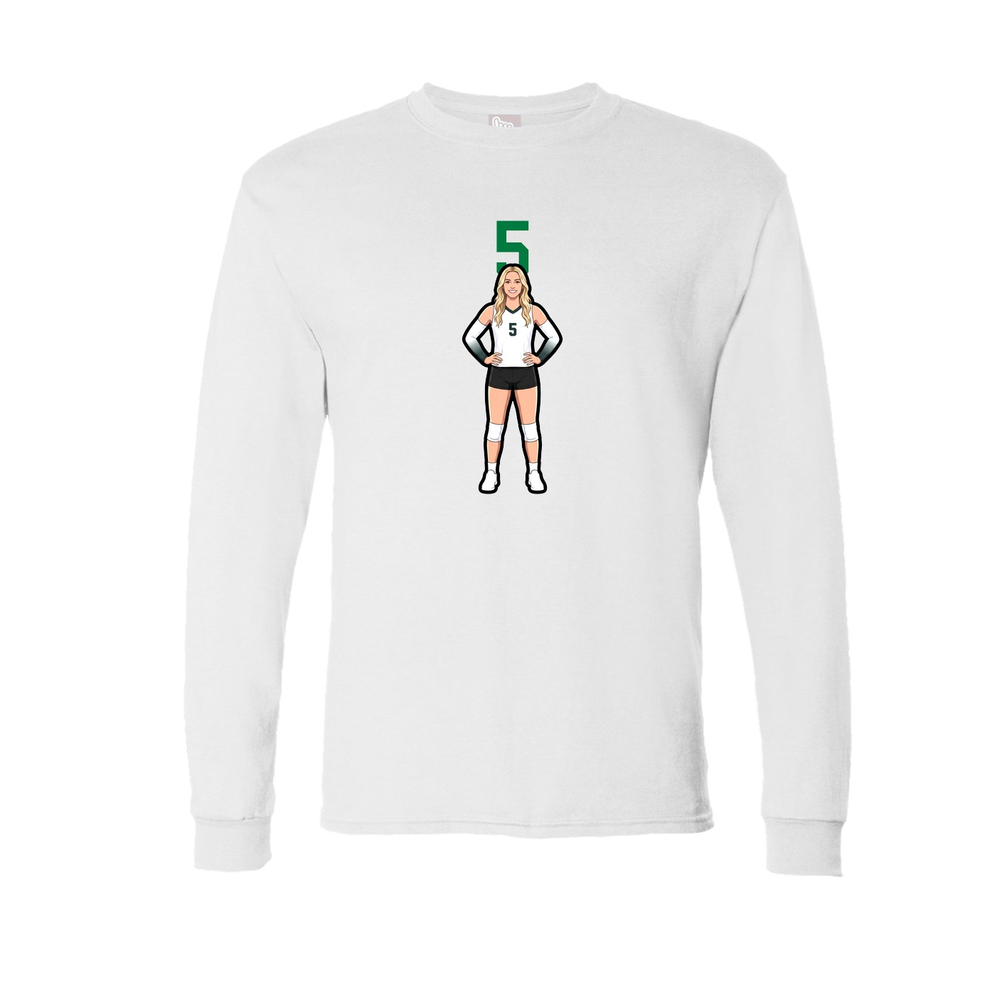 Long Sleeve Tee — Number Top in White