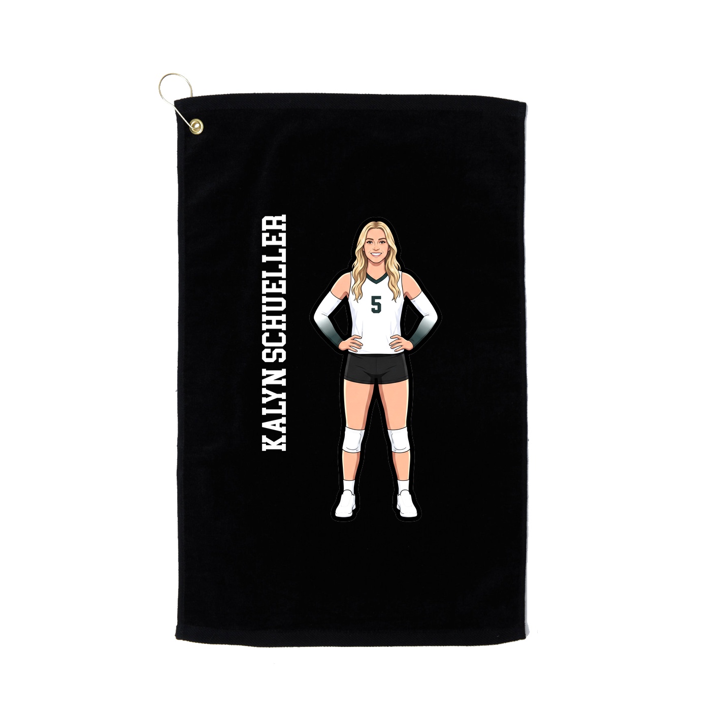 Golf Towel — Name Vertical in Black