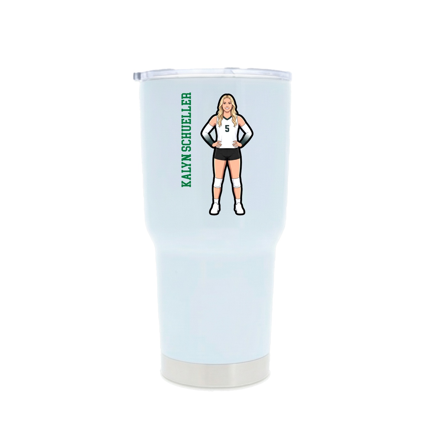 30oz Stainless Steel Tumbler — Name Vertical in White