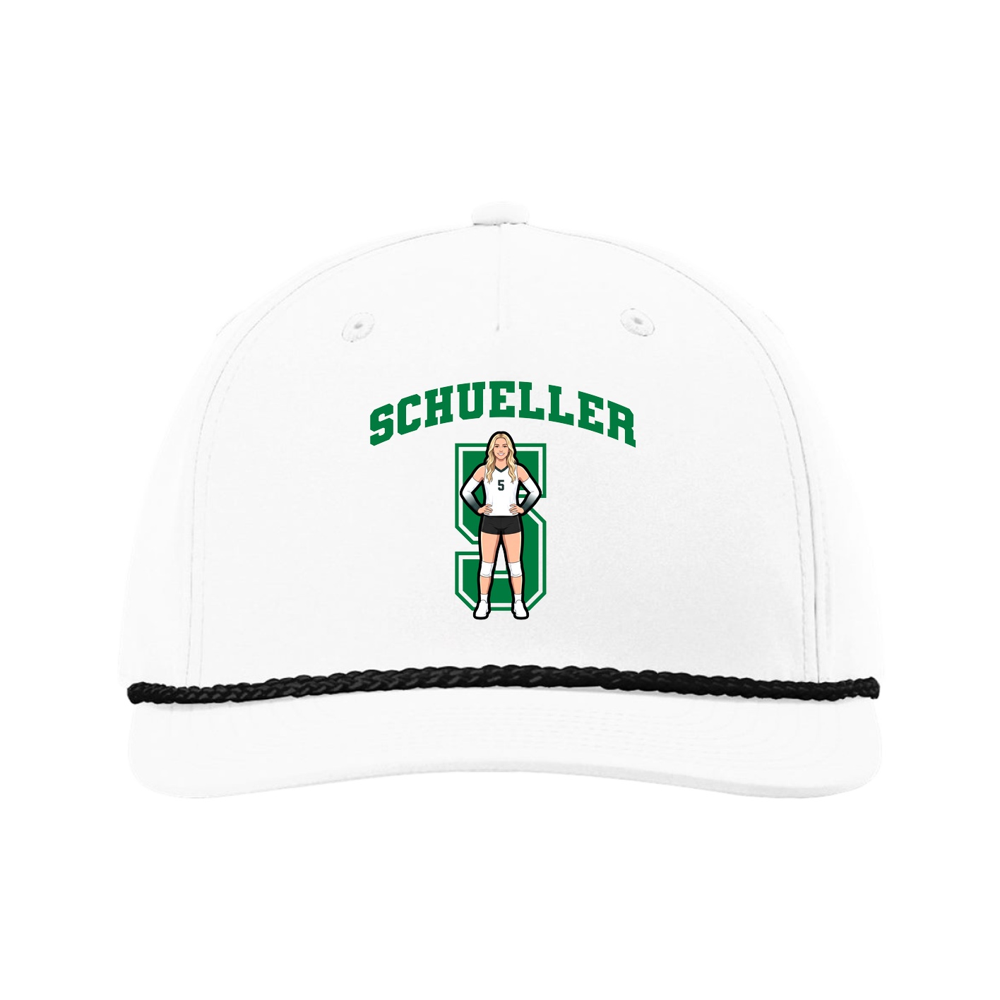 Five-Panel Classic Rope Cap — Number in White