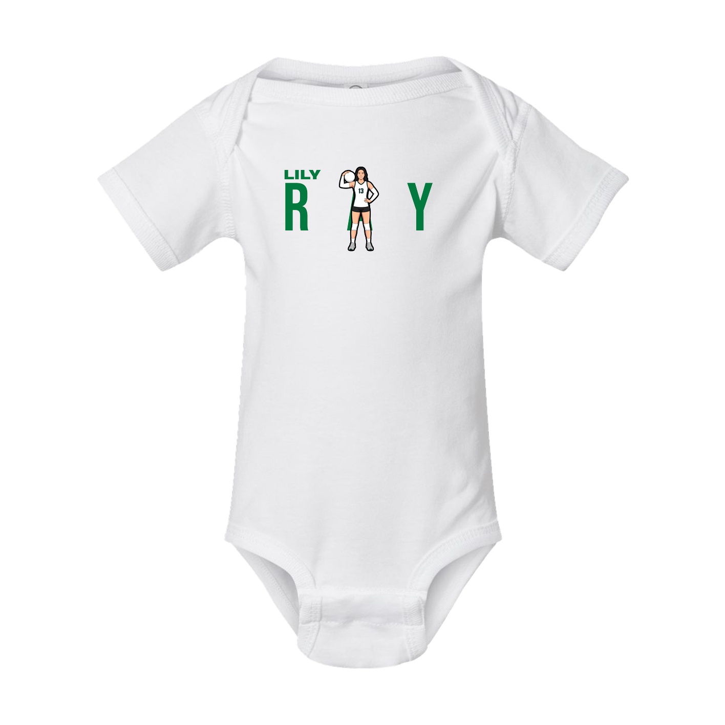Baby Onesie — Player Name in White