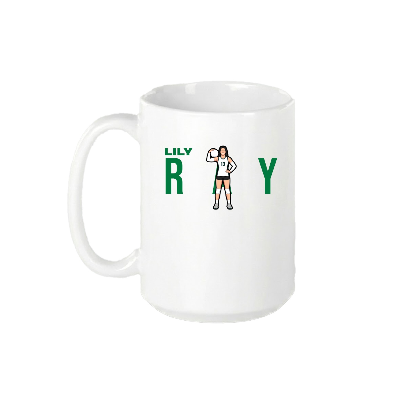 15oz Coffee Mug — Player Name in White