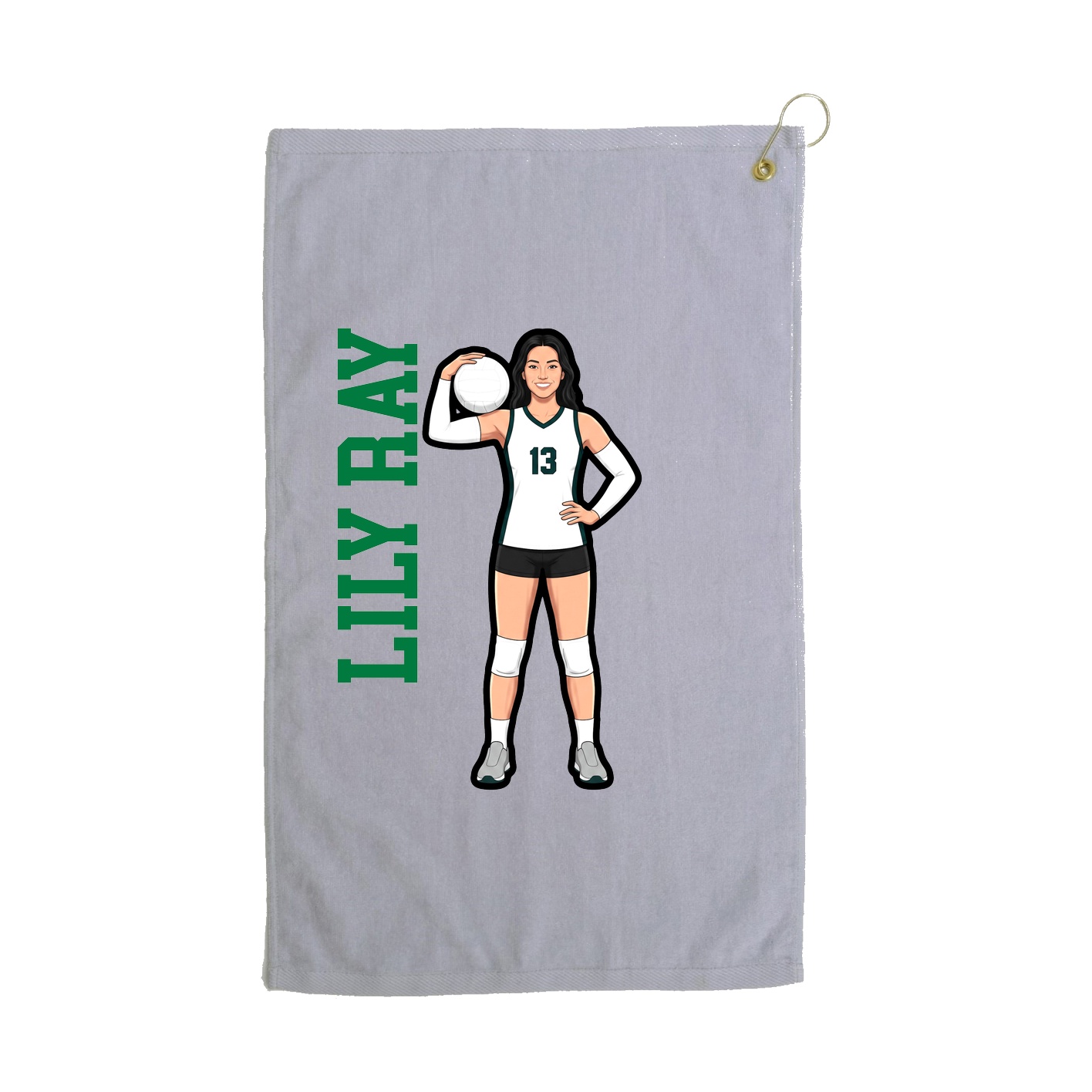 Golf Towel — Name Vertical in Grey