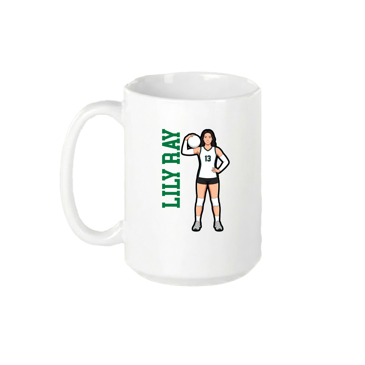 15oz Coffee Mug — Name Vertical in White
