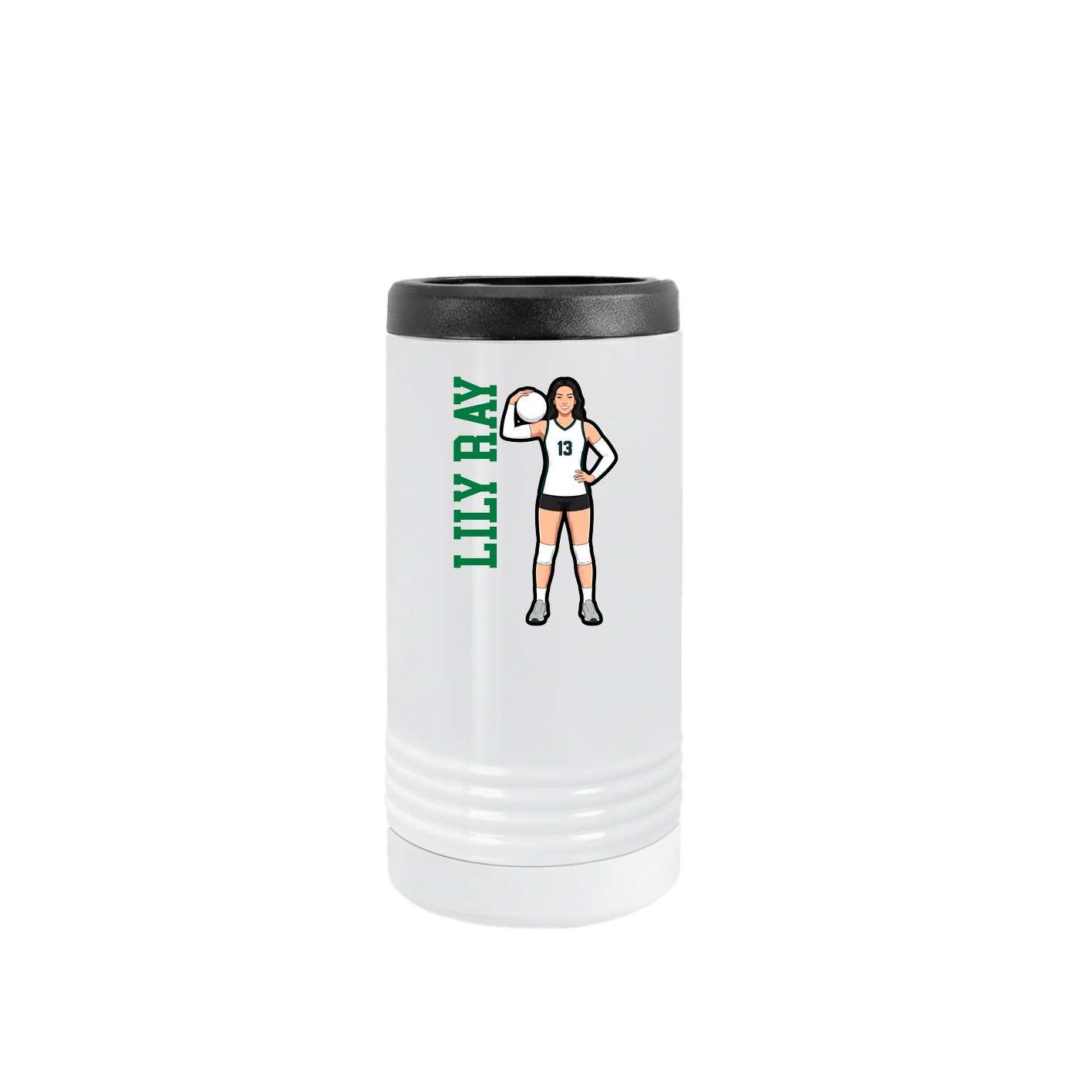 Slim Beverage Holder — Name Vertical in White