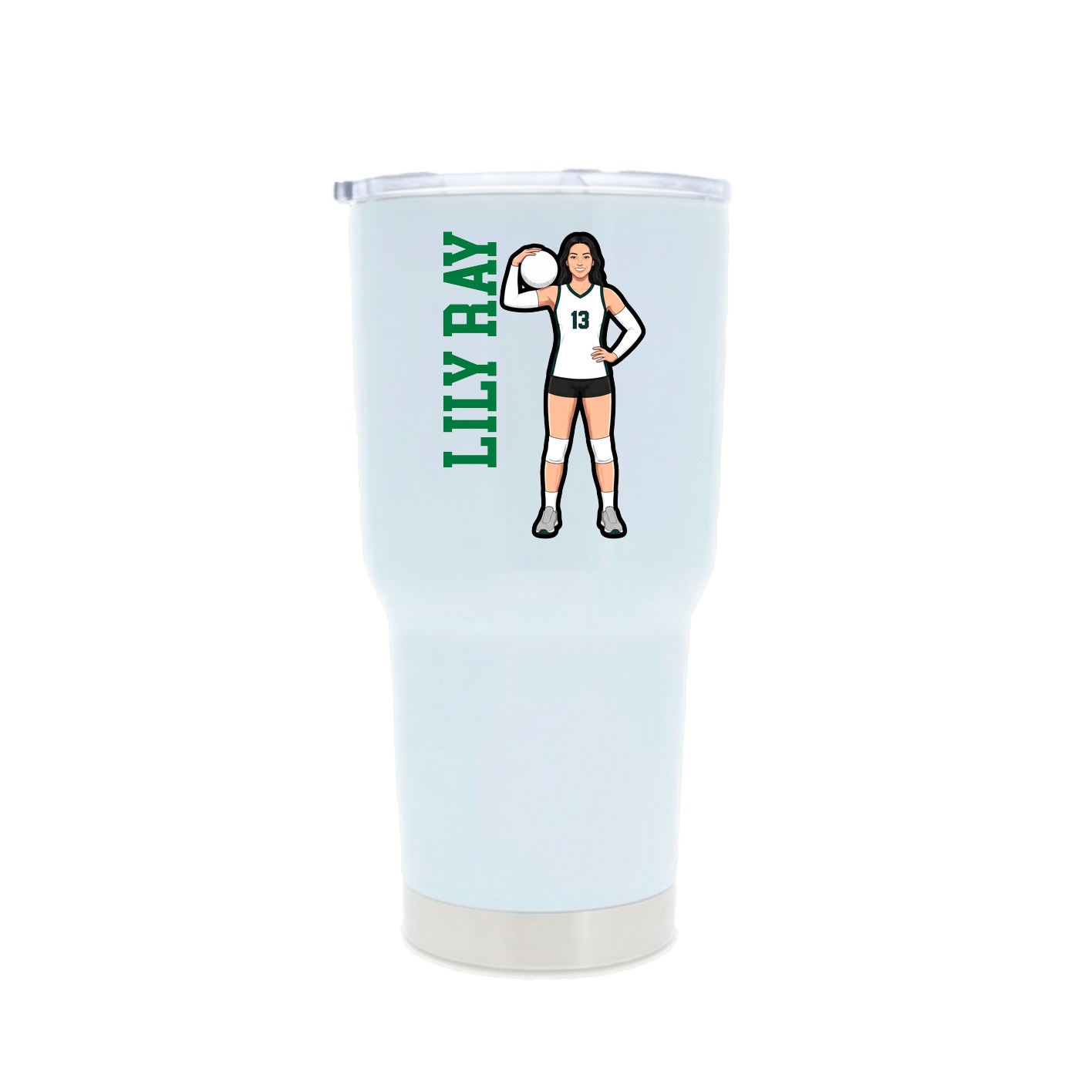30oz Stainless Steel Tumbler — Name Vertical in White