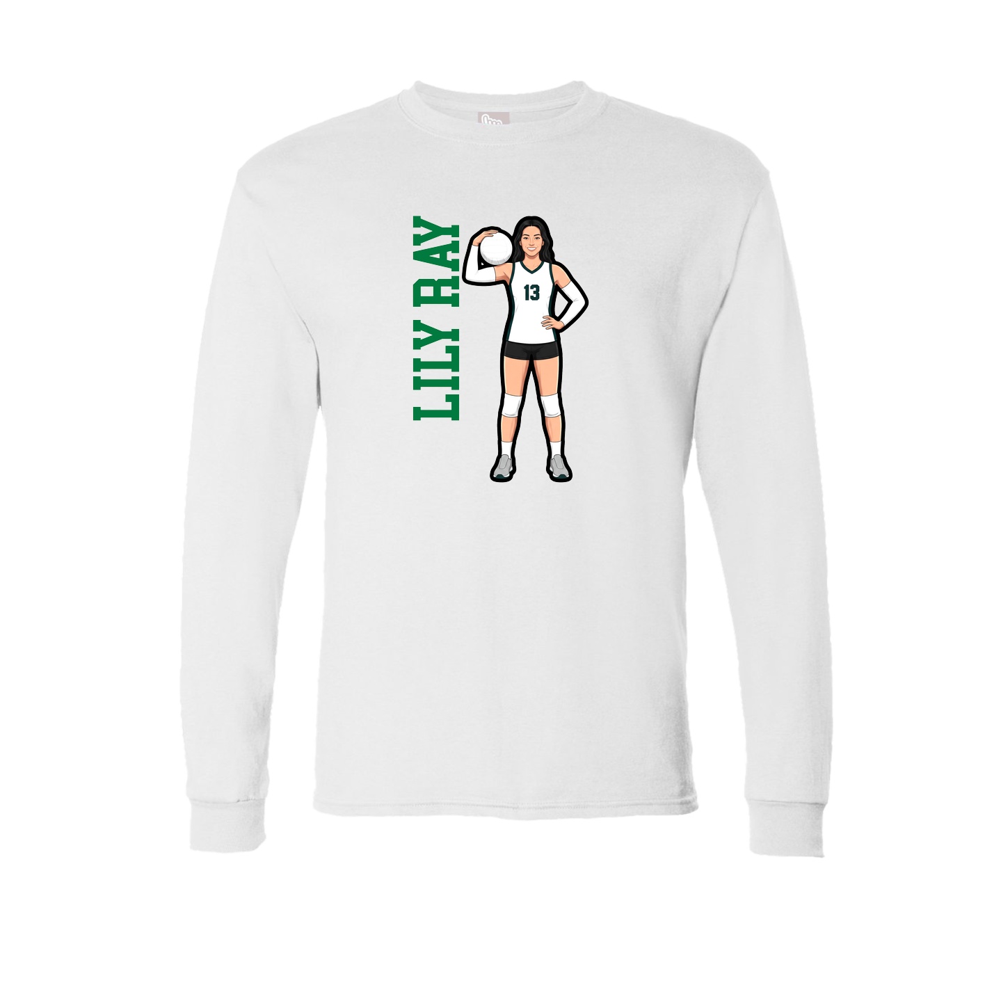 Long Sleeve Tee — Name Vertical in White