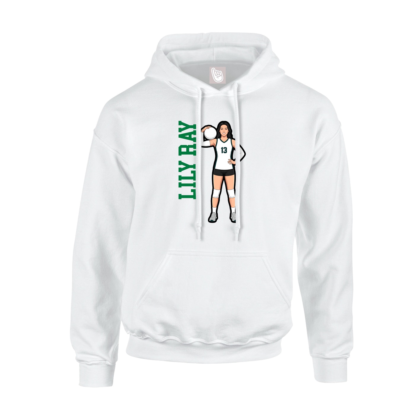 Youth Hoodie — Name Vertical in White