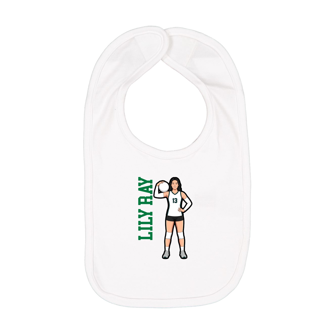 Infant Bib — Name Vertical in White