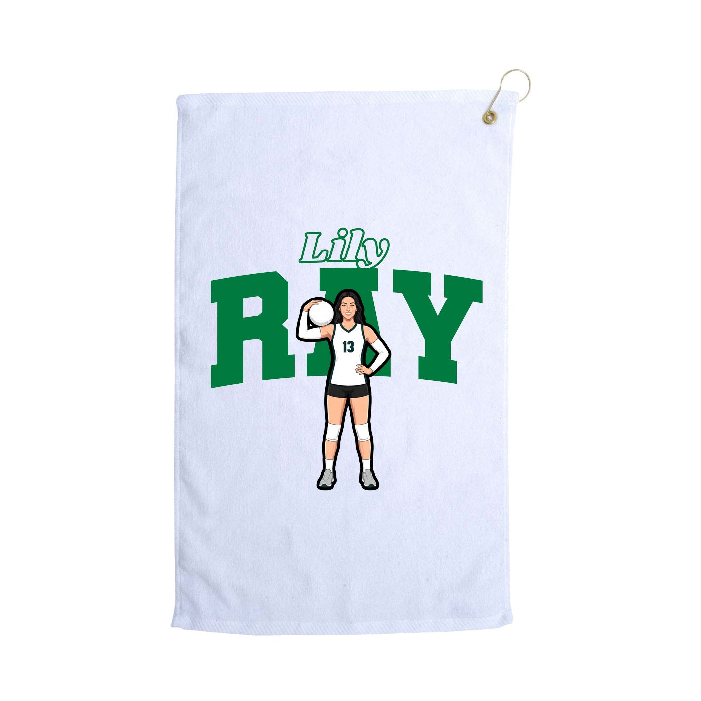 Golf Towel — Name Arch in White