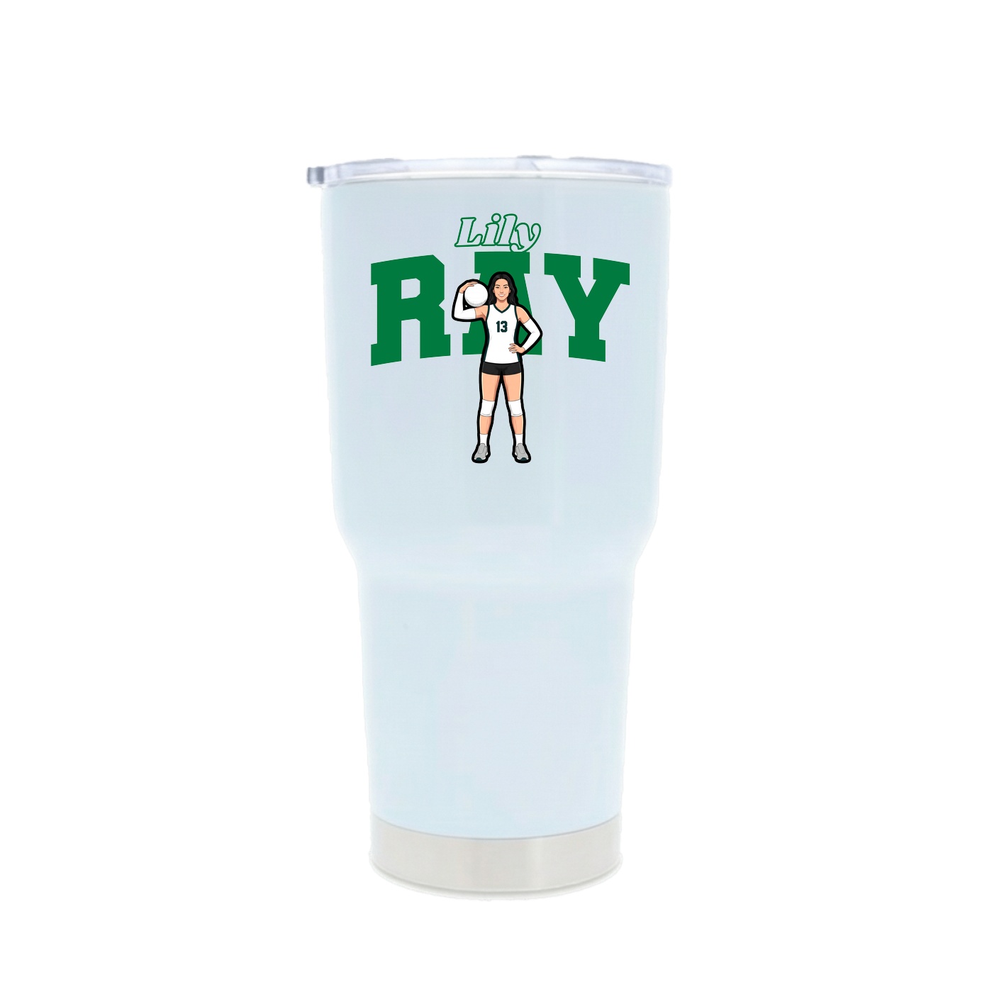 30oz Stainless Steel Tumbler — Name Arch in White
