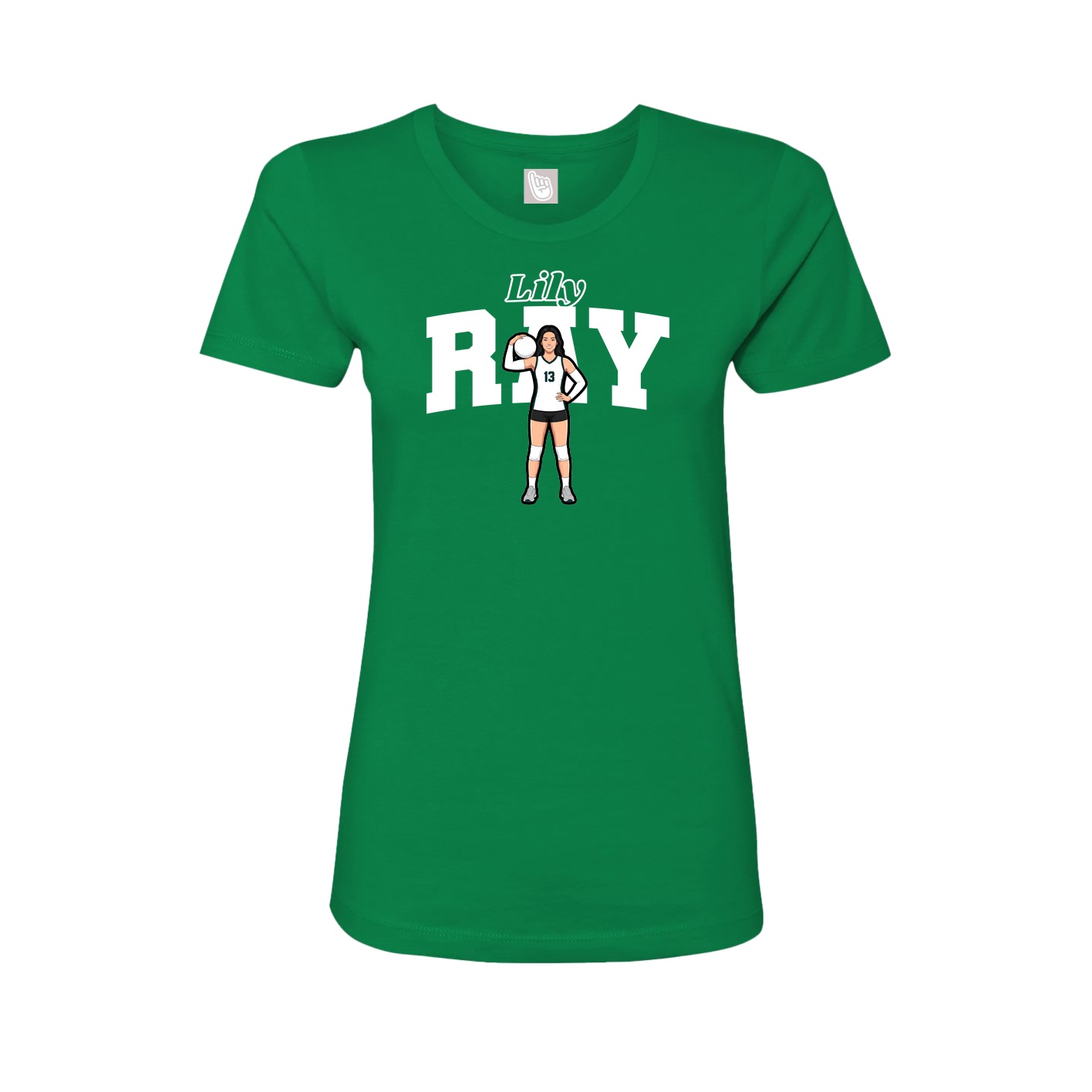 Fitted Women's Tee — Name Arch in Green