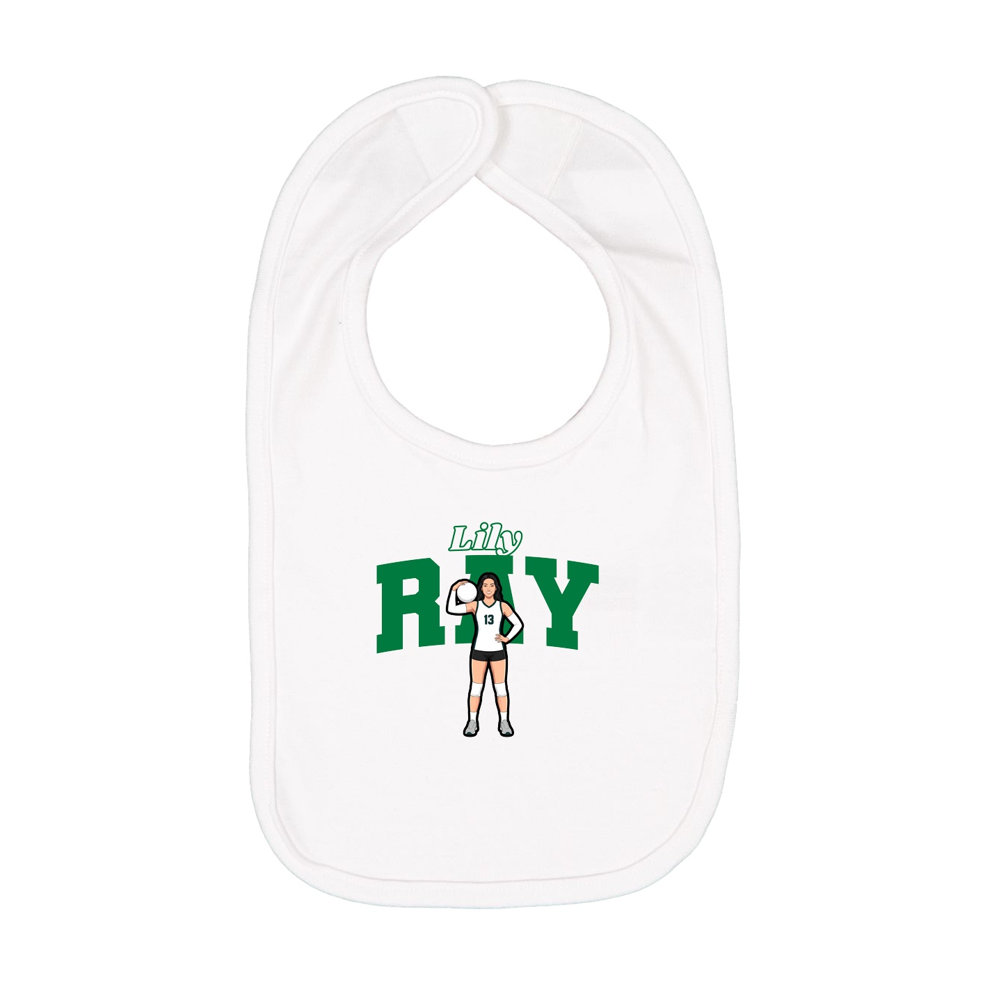 Infant Bib — Name Arch in White