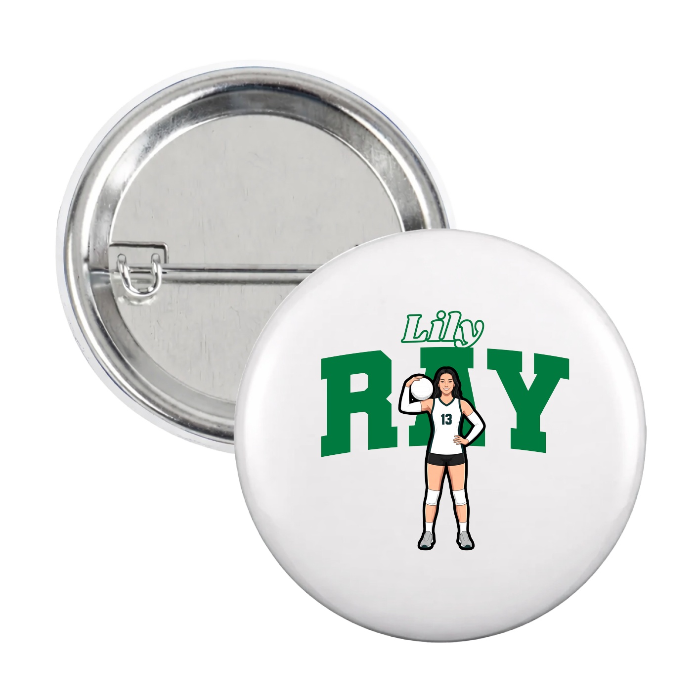 Game Day Button — Name Arch in White