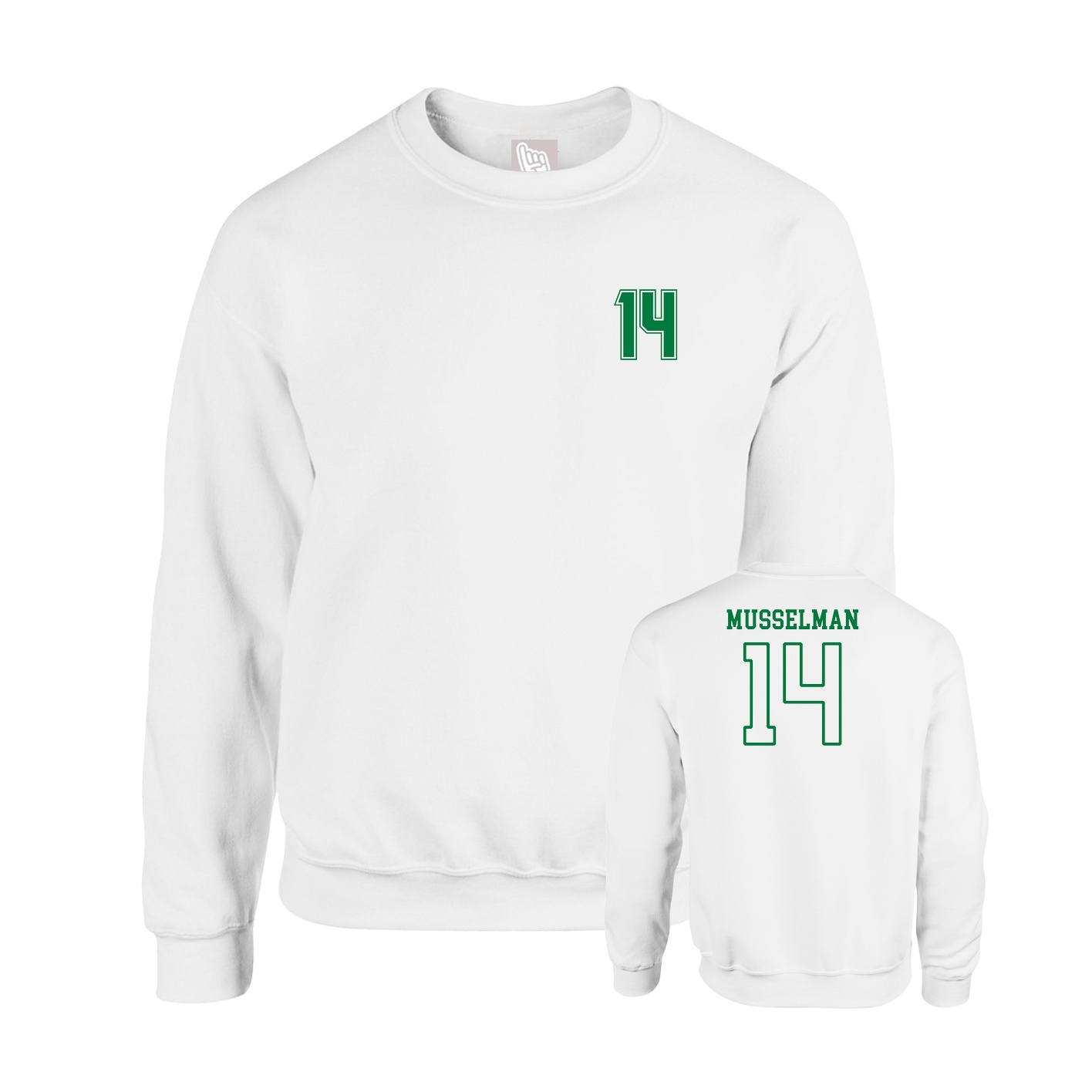 Fleece Crew — Chest Back in White