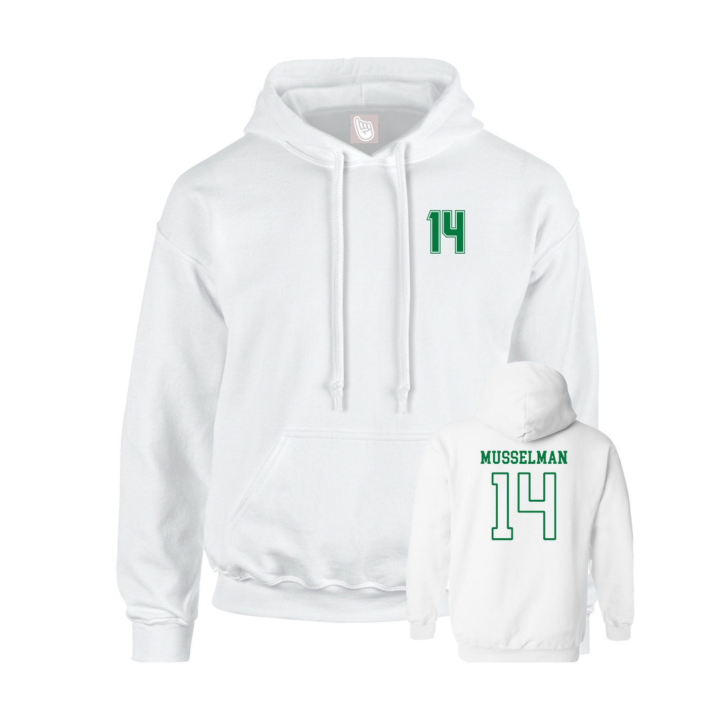 Youth Hoodie — Chest Back in White