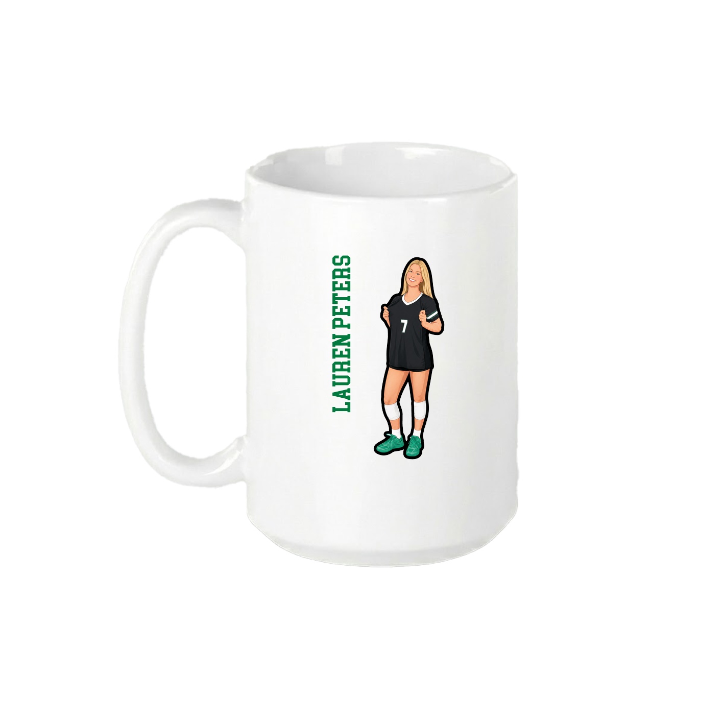 15oz Coffee Mug — Name Vertical in White