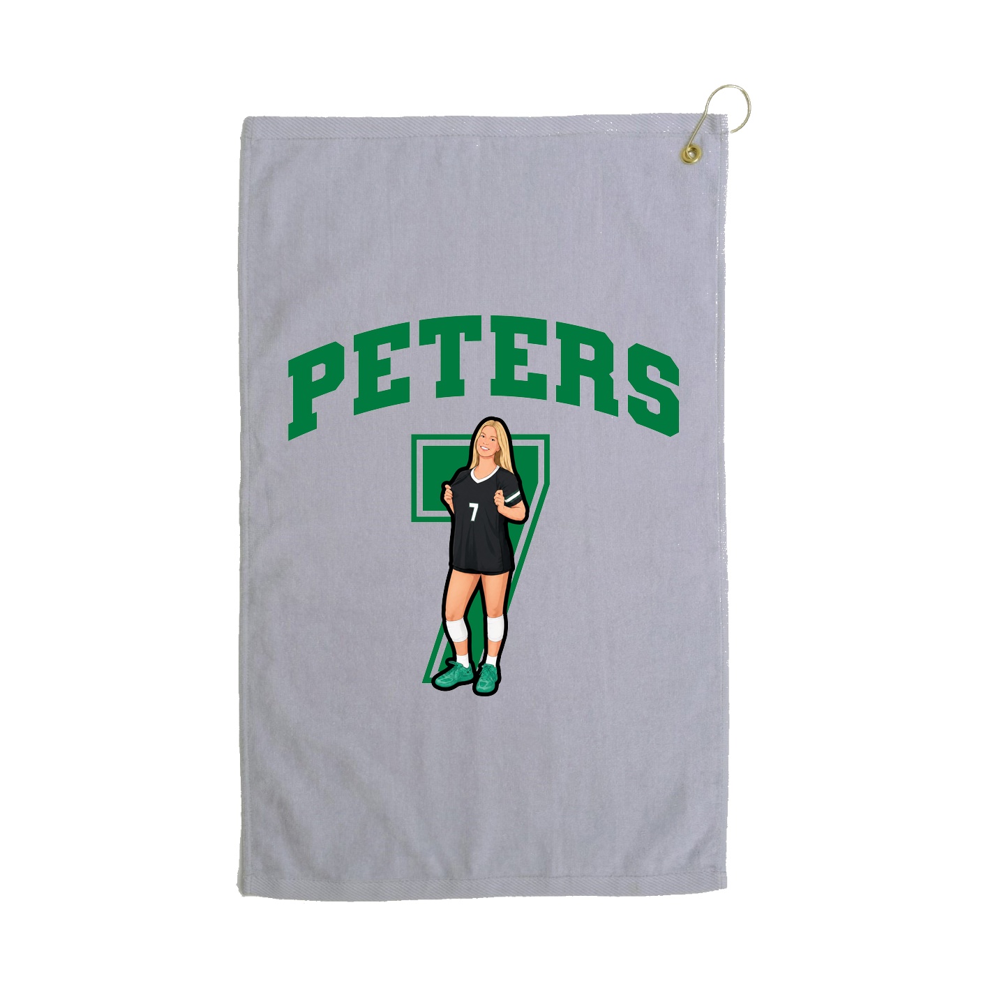 Golf Towel — Number in Grey