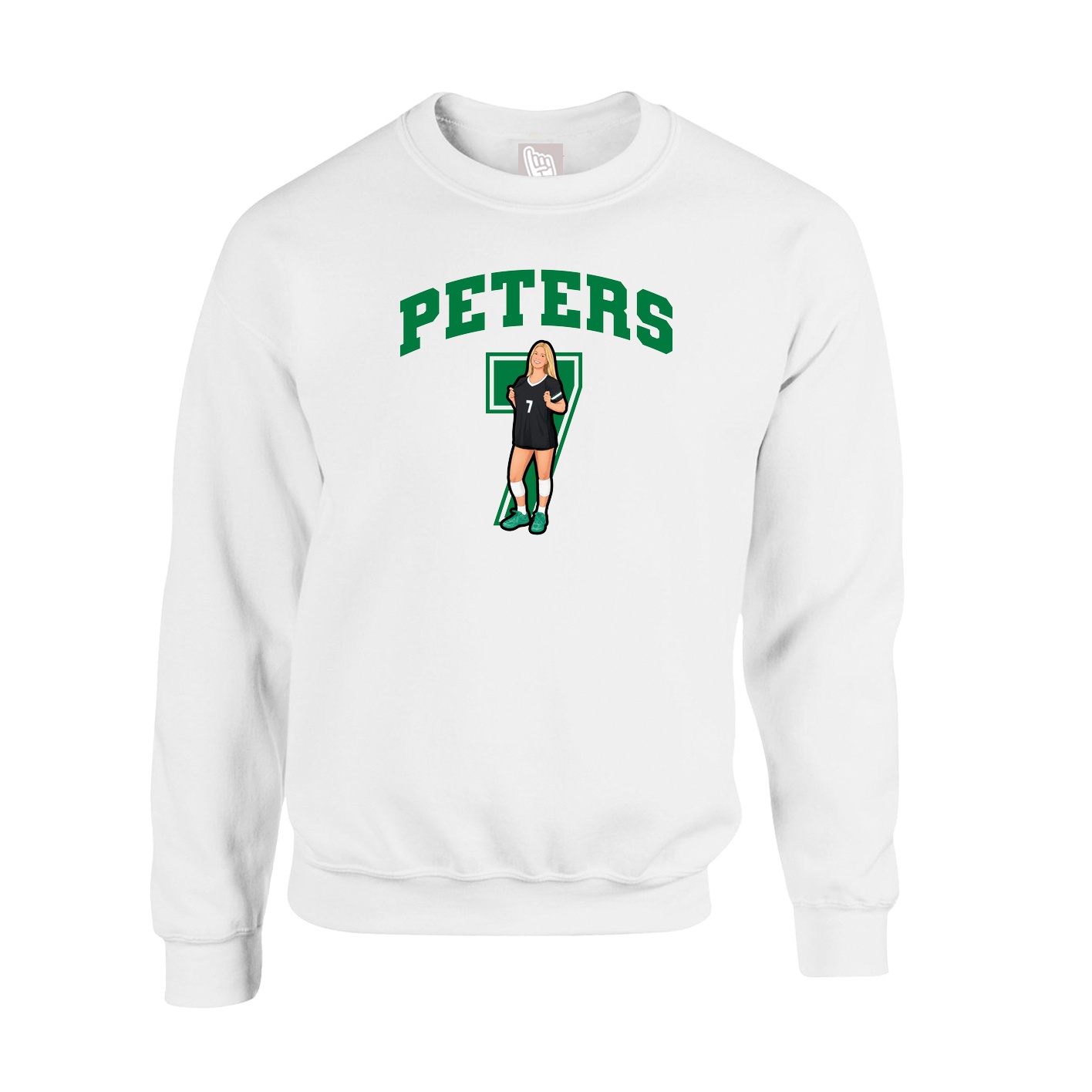 Fleece Crew — Number in White