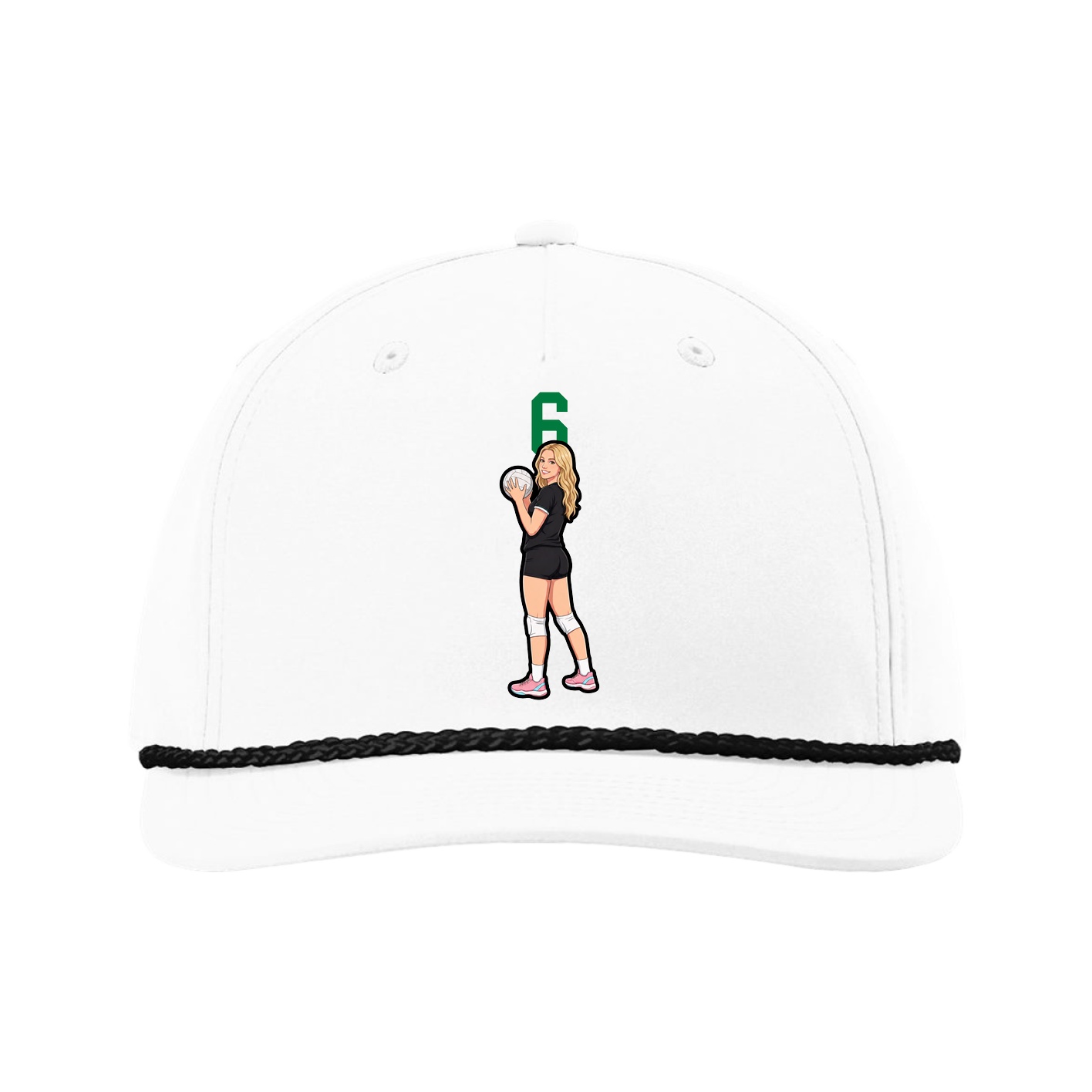 Five-Panel Classic Rope Cap — Number Top in White
