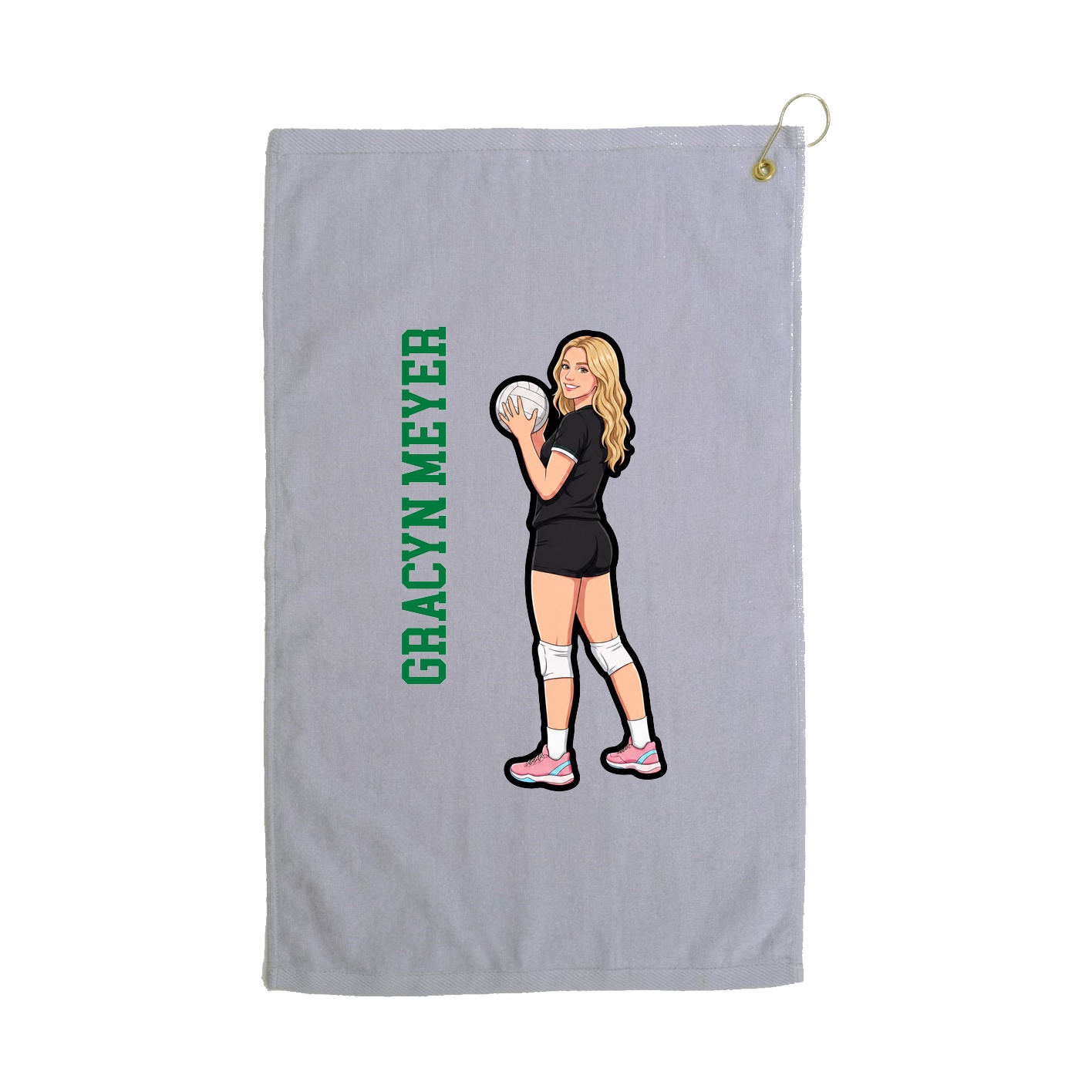 Golf Towel — Name Vertical in Grey