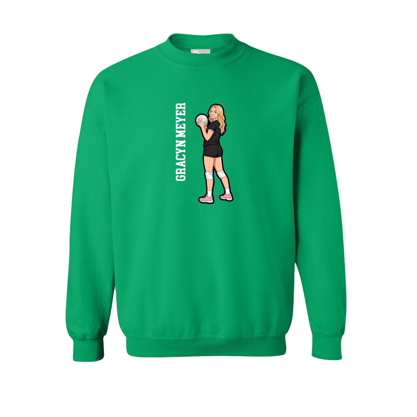 Fleece Crew — Name Vertical in Green
