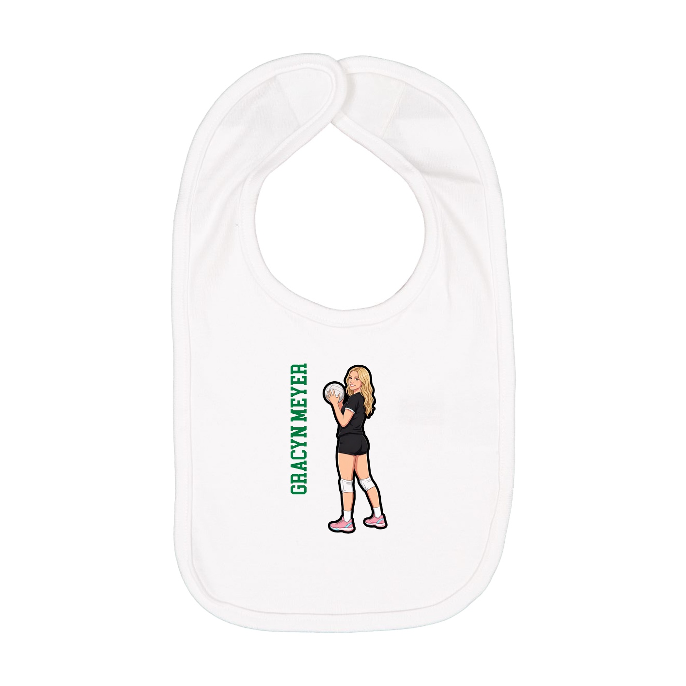 Infant Bib — Name Vertical in White