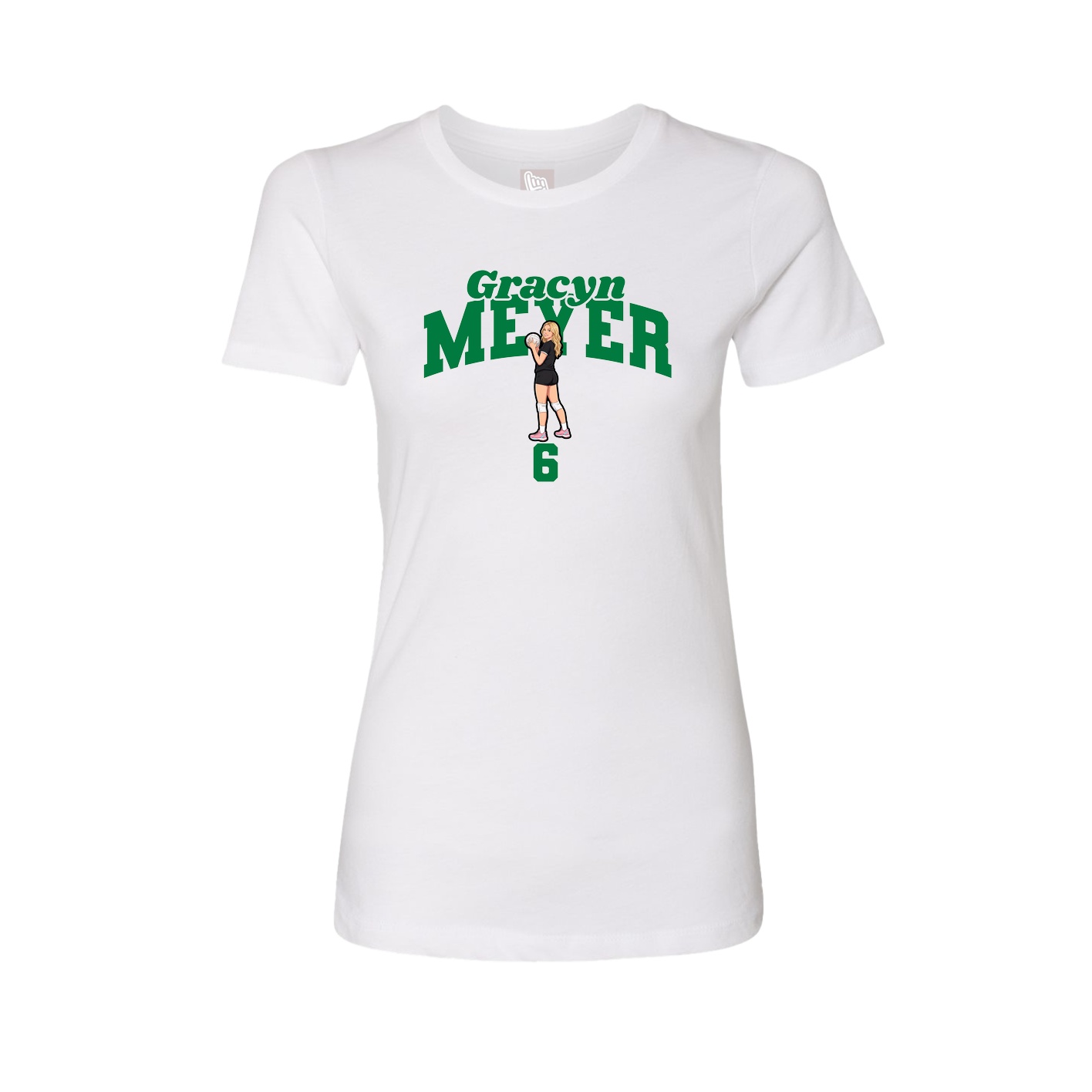 Fitted Women's Tee — Signature Arch in White