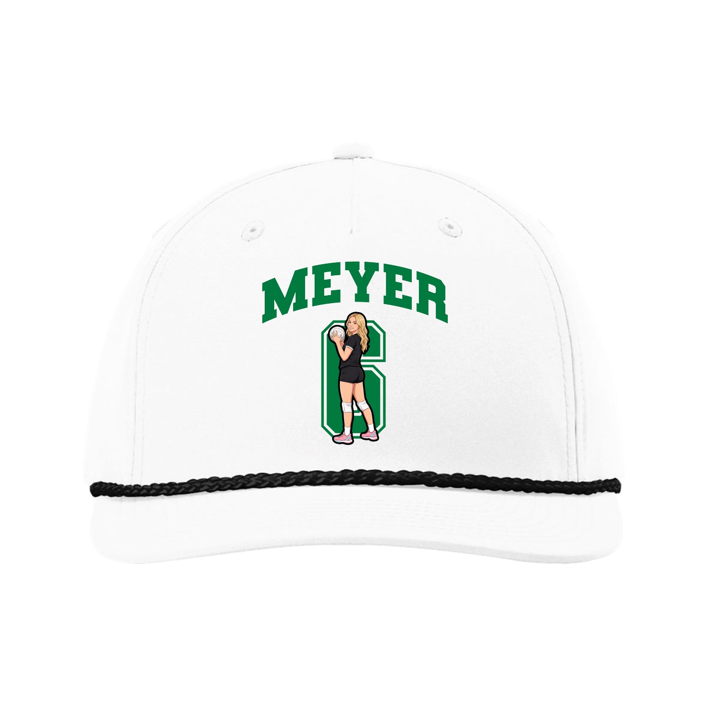Five-Panel Classic Rope Cap — Number in White