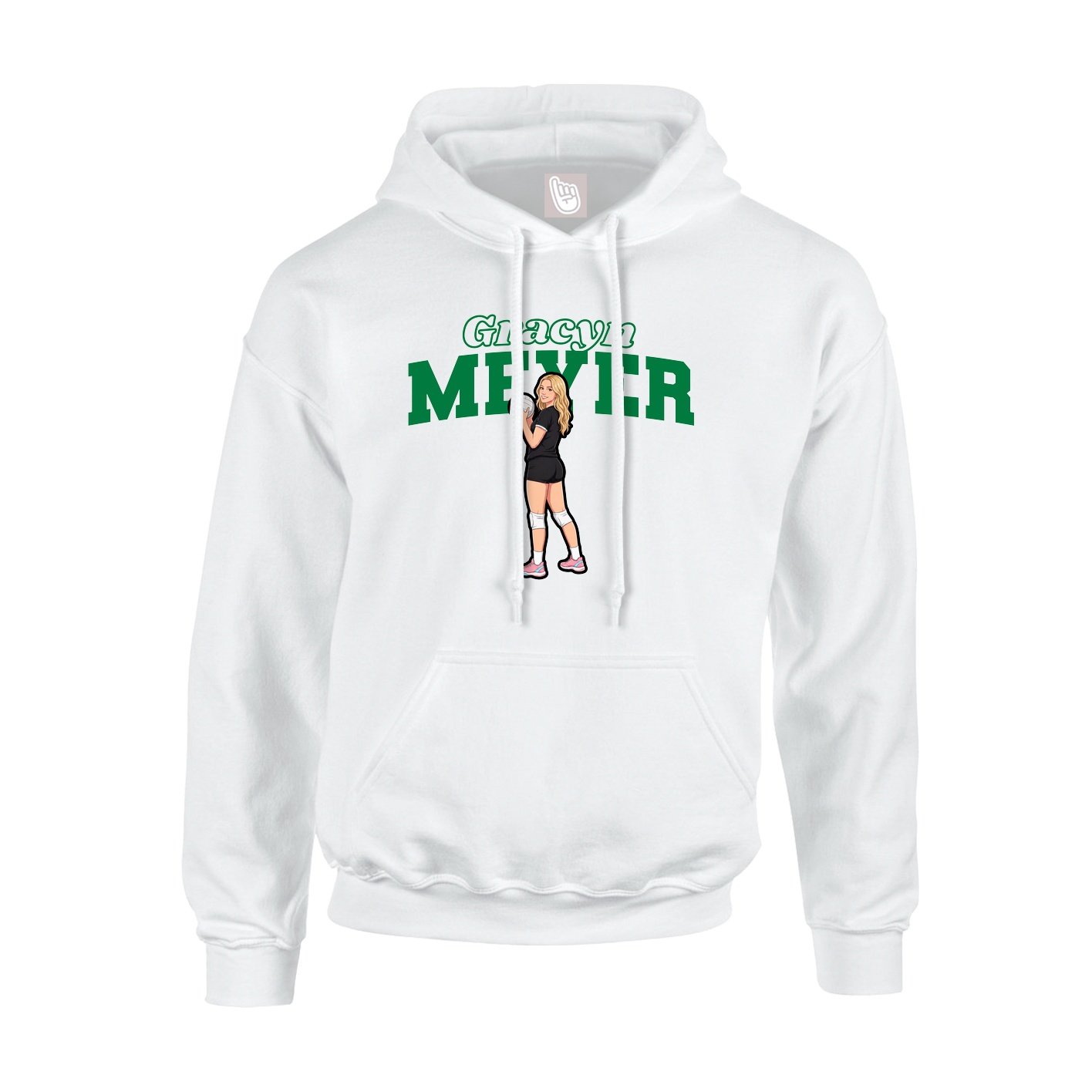Youth Hoodie — Name Arch in White