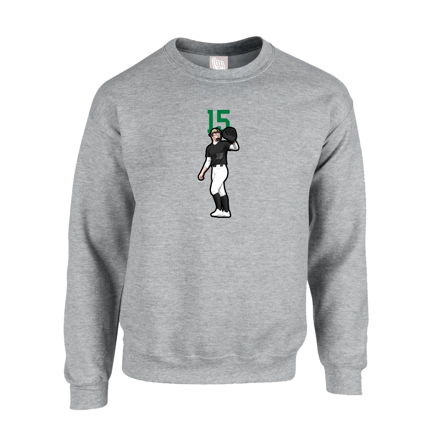 Fleece Crew — Number Top in Grey