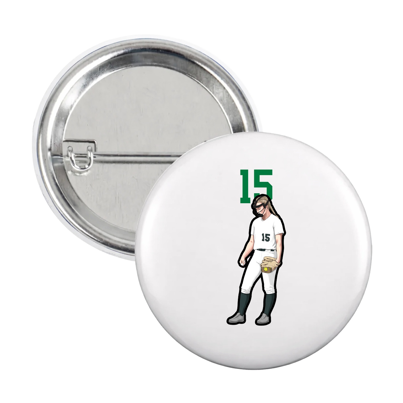 Game Day Button — Number Top in White