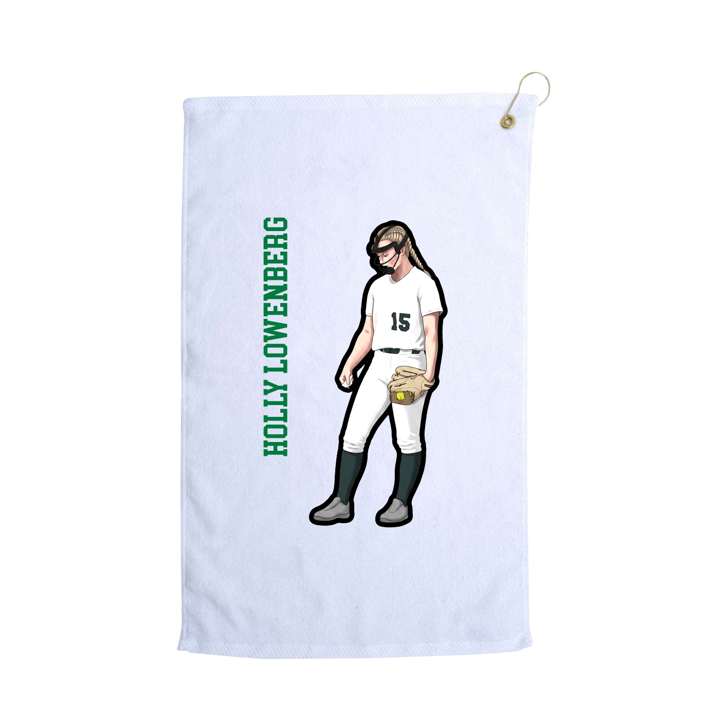 Golf Towel — Name Vertical in White