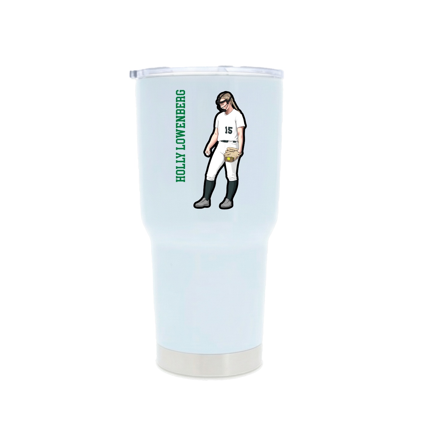30oz Stainless Steel Tumbler — Name Vertical in White