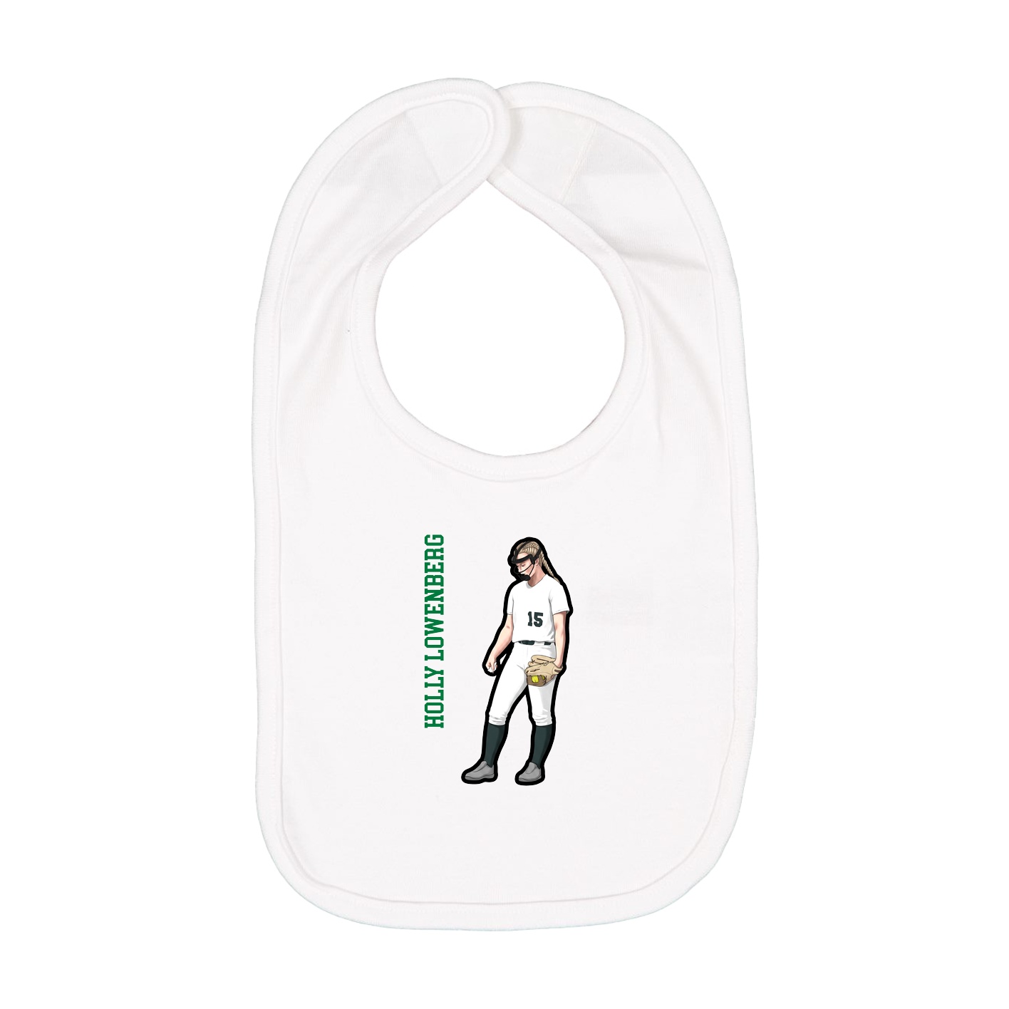 Infant Bib — Name Vertical in White