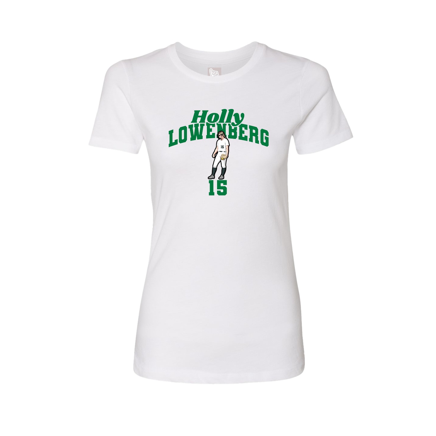Fitted Women's Tee — Signature Arch in White