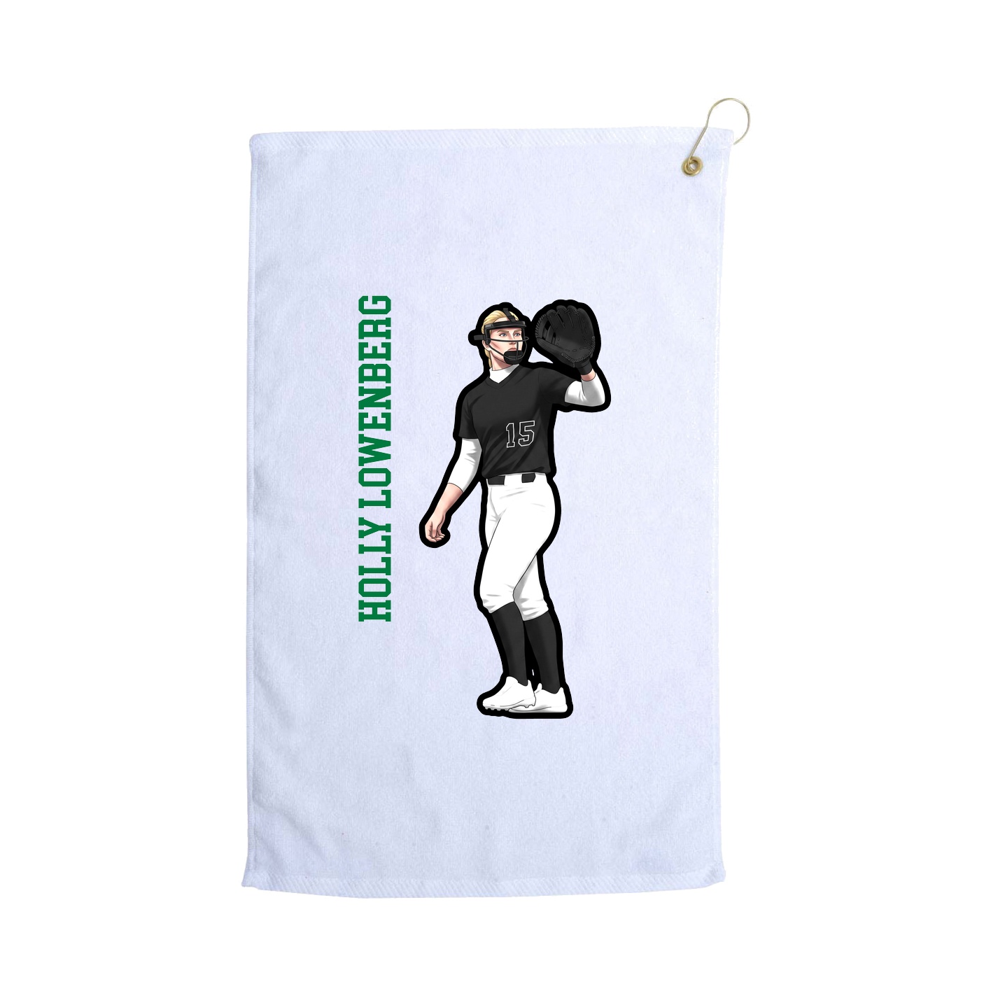 Golf Towel — Name Vertical in White