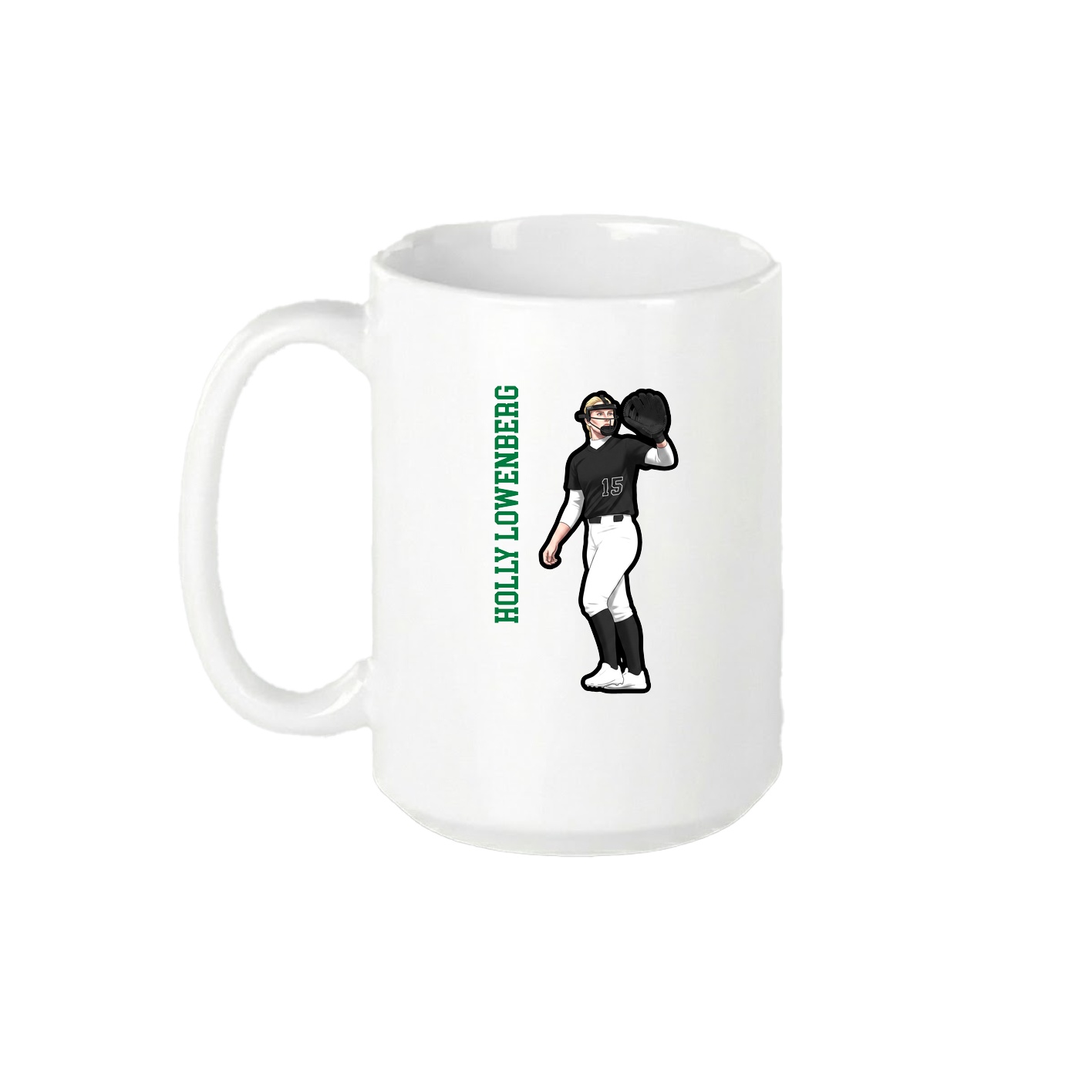 15oz Coffee Mug — Name Vertical in White