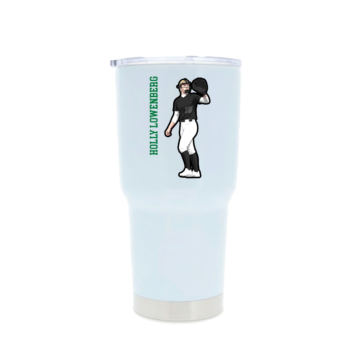 30oz Stainless Steel Tumbler — Name Vertical in White