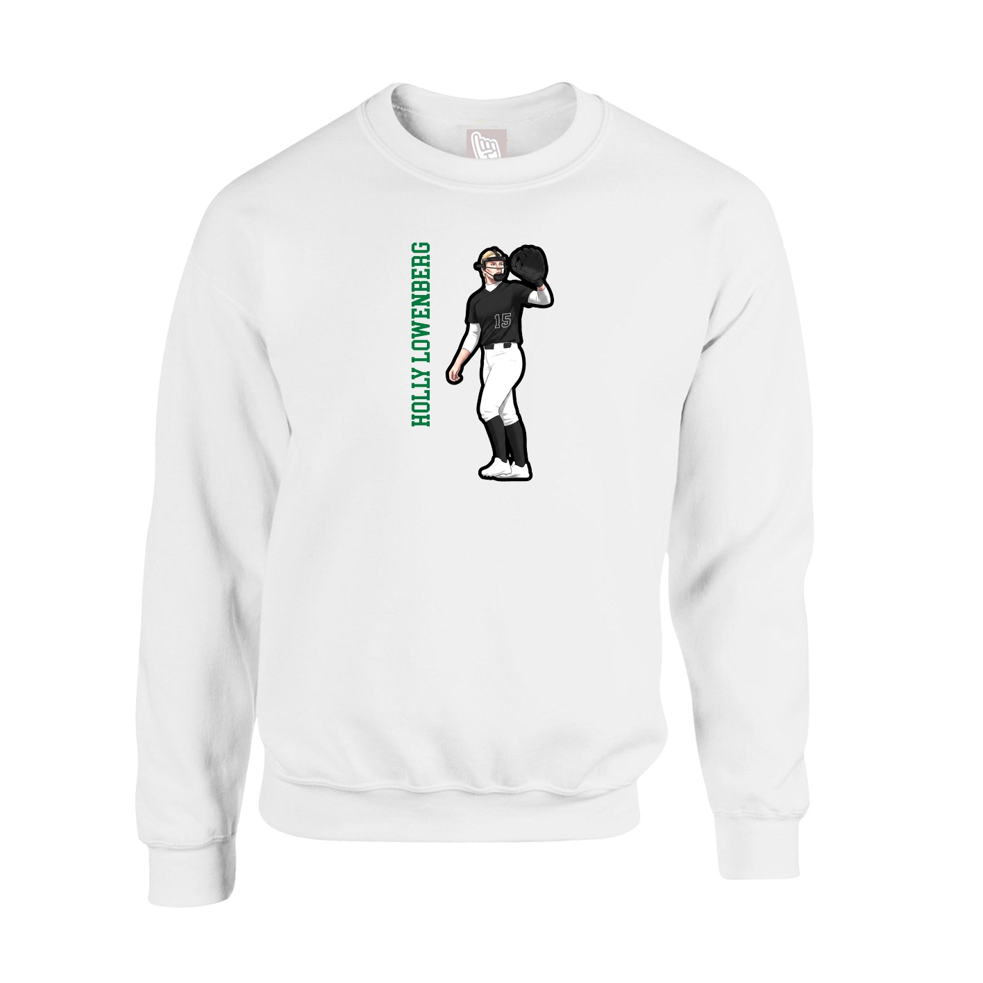 Fleece Crew — Name Vertical in White