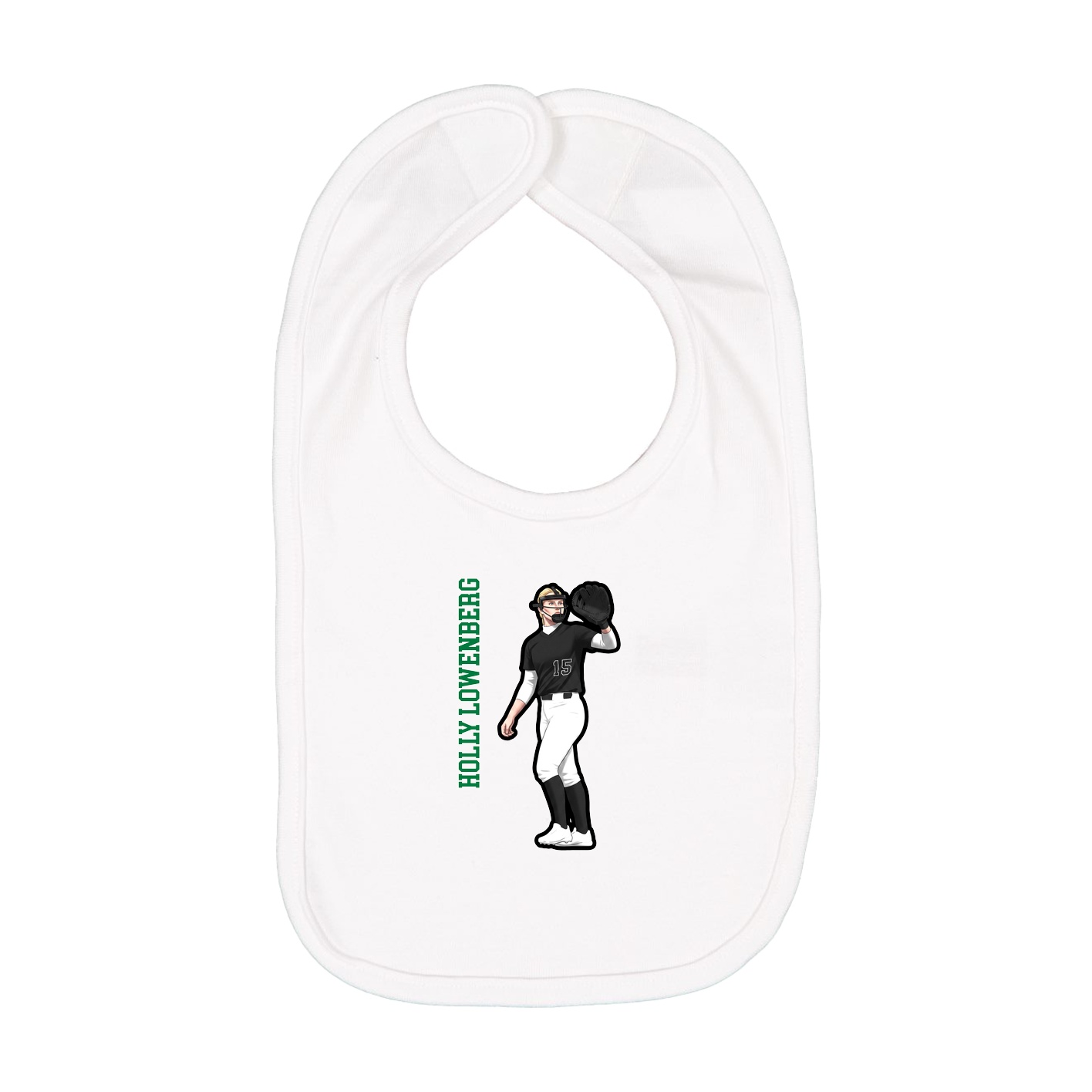 Infant Bib — Name Vertical in White