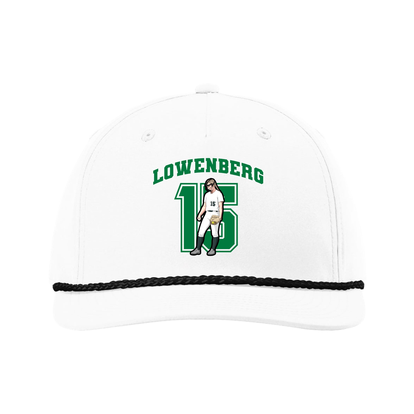 Five-Panel Classic Rope Cap — Number in White