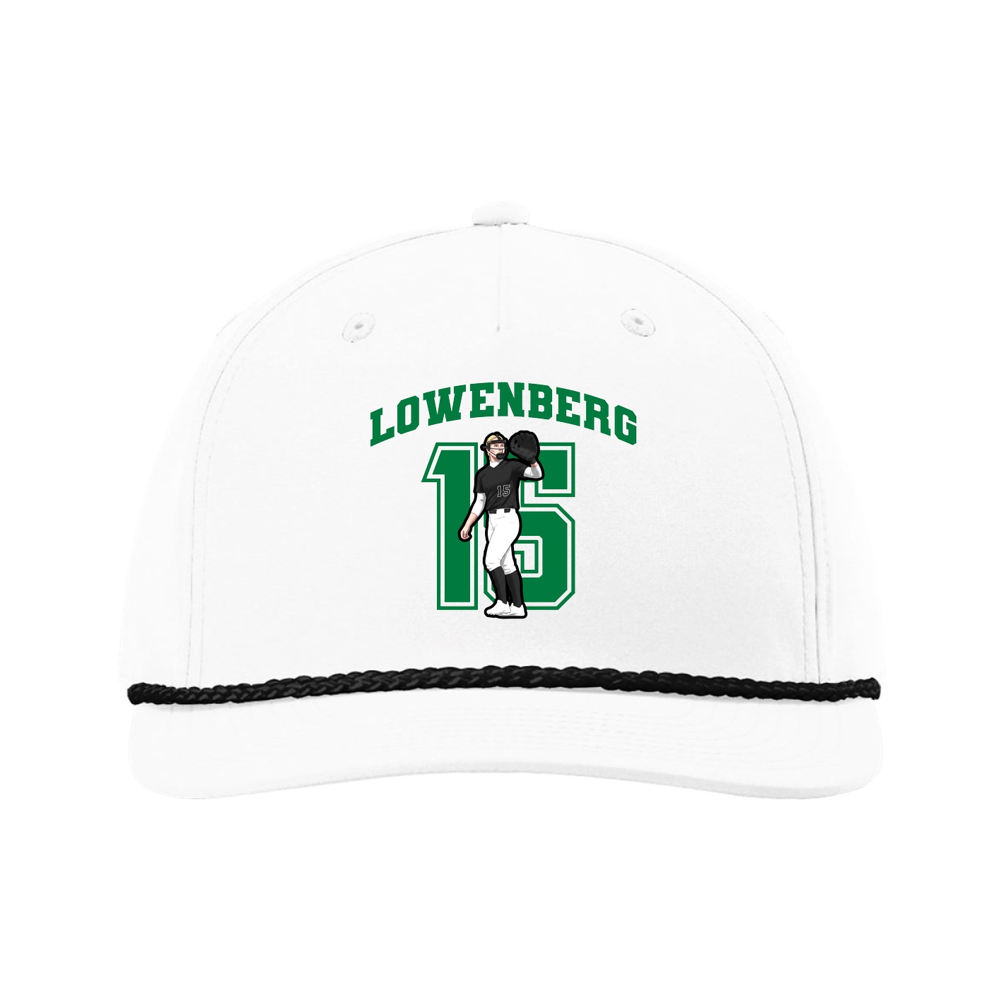 Five-Panel Classic Rope Cap — Number in White