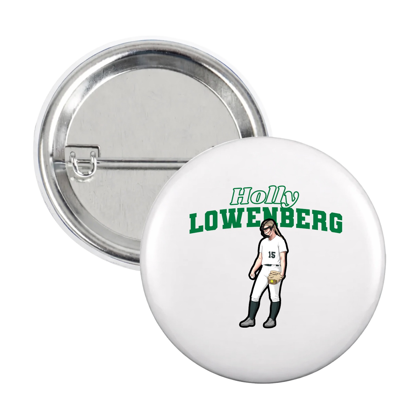 Game Day Button — Name Arch in White