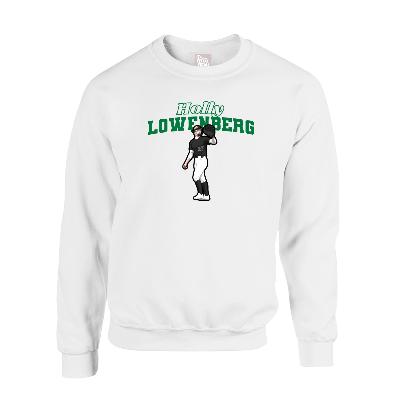 Fleece Crew — Name Arch in White