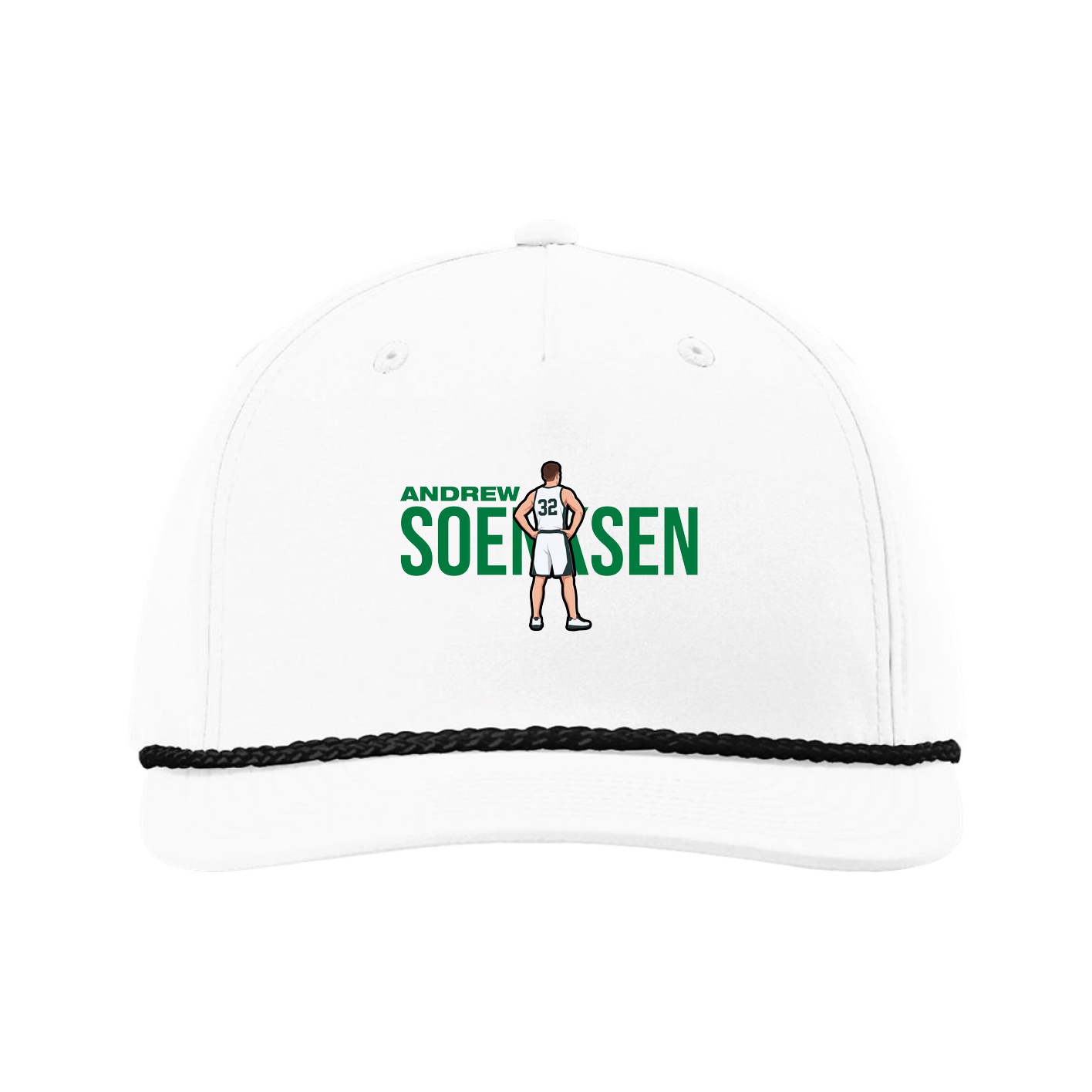 Five-Panel Classic Rope Cap — Player Name in White