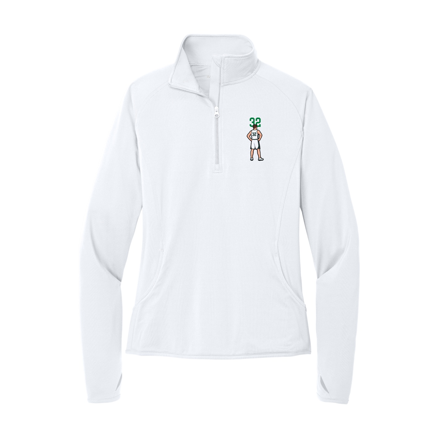 Women's Q-Zip Pullover — Number Top in White